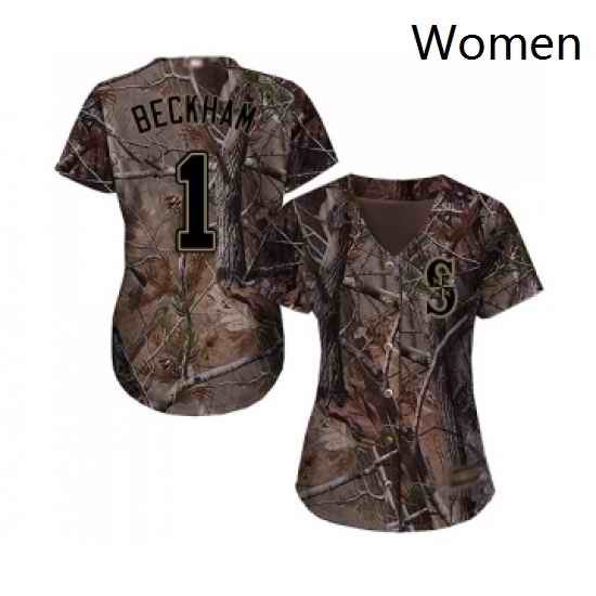 Womens Seattle Mariners 1 Tim Beckham Authentic Camo Realtree Collection Flex Base Baseball Jersey